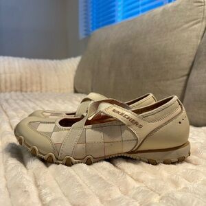 Skechers Cream Slip-On Sneakers with Straps